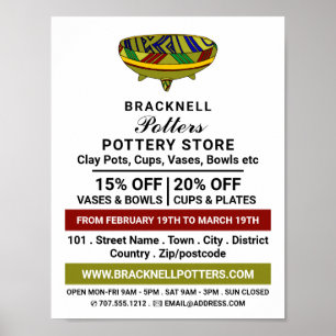 Decorate Vase, Pottery Store, Potters Advert Poster