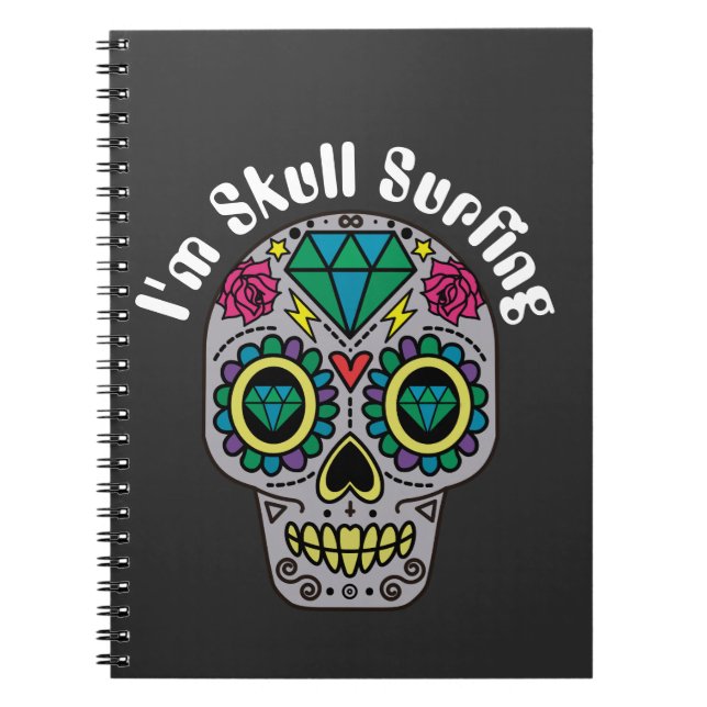 Decorated Abstract Skull Spiral Photo Notebook (Front)
