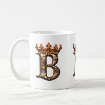 Decorated Alphabet B wearing crown