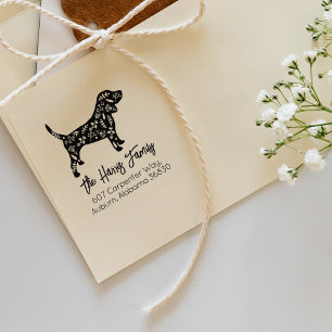 Decorated Beagle Family Return Address  Rubber Stamp