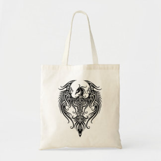 Decorated Black Tribal Phoenix Tote Bag