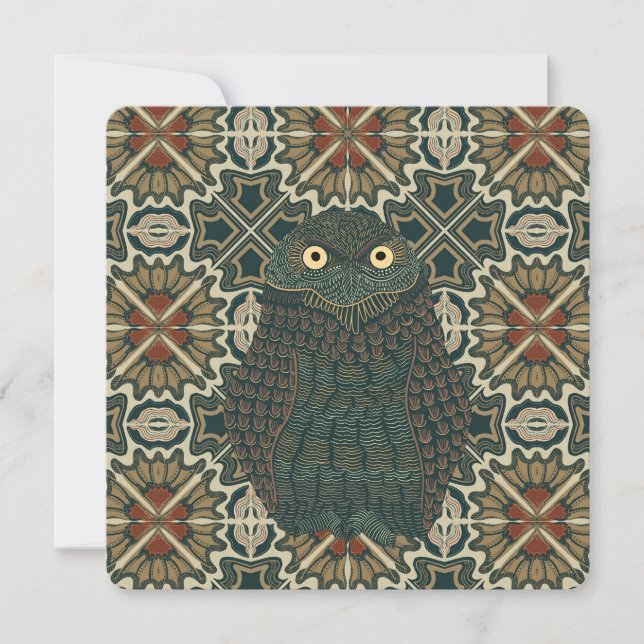 Decorated Burrowing Owl Earth Tones Flat Card (Front)