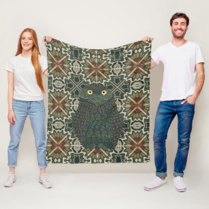 Decorated Burrowing Owl Golden Brown Earth Tones Fleece Blanket