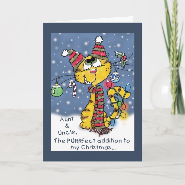 Decorated Cat-PURRfect Christmas Holiday Card (Front)