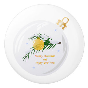 Decorated Christmas branch in bauble Ceramic Knob
