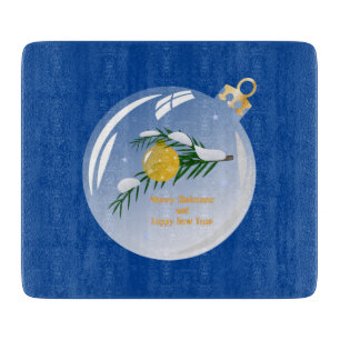 Decorated Christmas branch in bauble Cutting Board