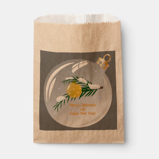 Decorated Christmas branch in bauble  Favour Bag (Front)