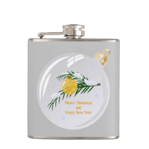Decorated Christmas branch in bauble Hip Flask