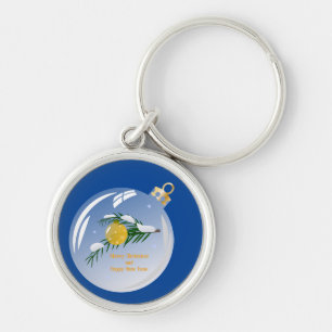 Decorated Christmas branch in bauble Key Ring