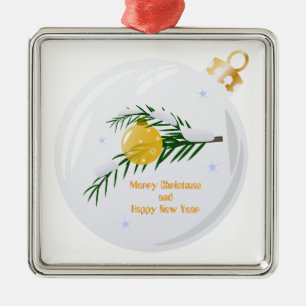 Decorated Christmas branch in bauble Metal Ornament