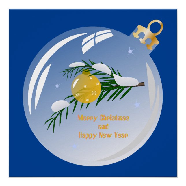 Decorated Christmas branch in bauble  Poster (Front)