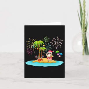 Decorated Christmas Palm Tree Tropical Xmas Coconu Card