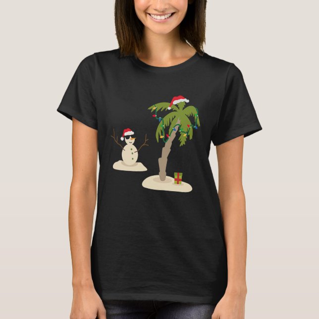 Decorated Christmas Palm Tree Tropical Xmas Coconu T-Shirt (Front)