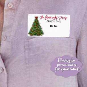 Decorated Christmas Tree Border Paper Name Tag