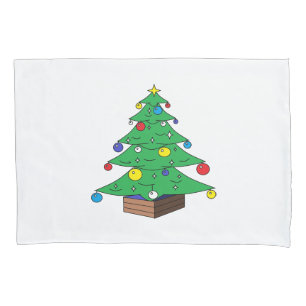 Decorated Christmas tree cartoon Pillowcase