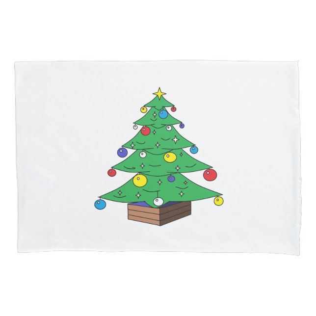 Decorated Christmas tree cartoon Pillowcase (Front)
