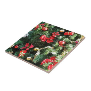 Decorated Christmas Tree Ceramic Tile
