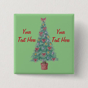 decorated christmas tree contempory festive 15 cm square badge