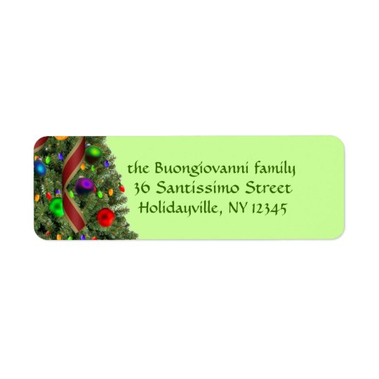 Decorated Christmas Tree Festive Return Address Label