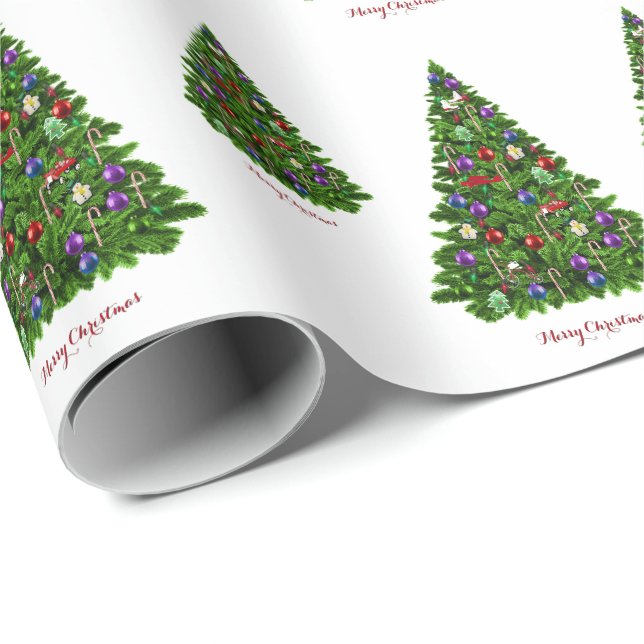 Decorated Christmas Tree Gift Wrapping Paper (Roll Corner)