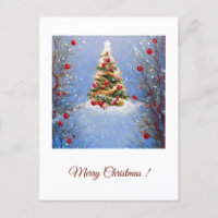 Decorated Christmas tree in a snowy landscape