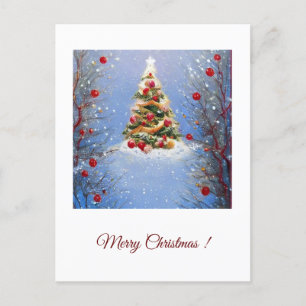 Decorated Christmas tree in a snowy landscape Postcard