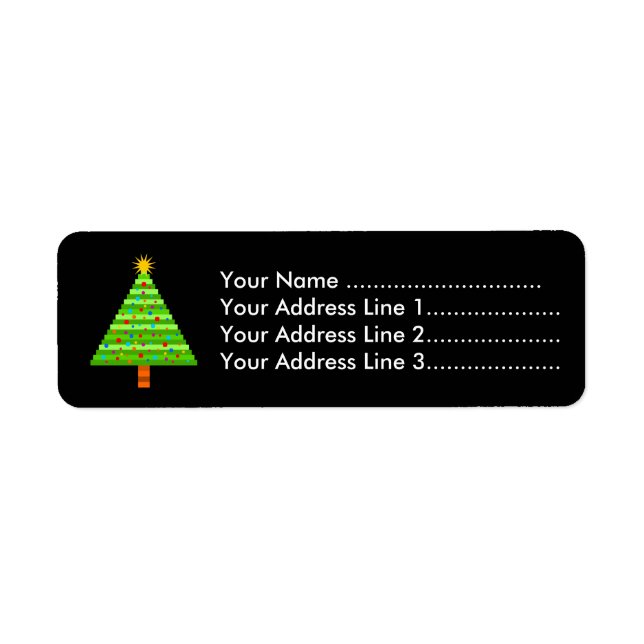 Decorated Christmas Tree Return Address Label (Front)