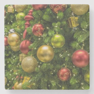 Decorated Christmas Tree Stone Coaster