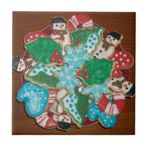 Decorated Cut-Out Christmas Sugar Cookies Ceramic Tile