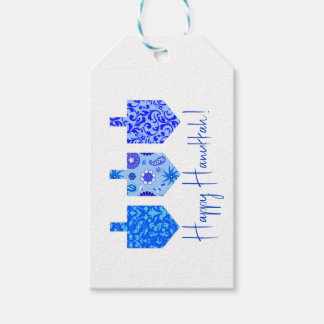 Decorated Dreidels White Gift Tags