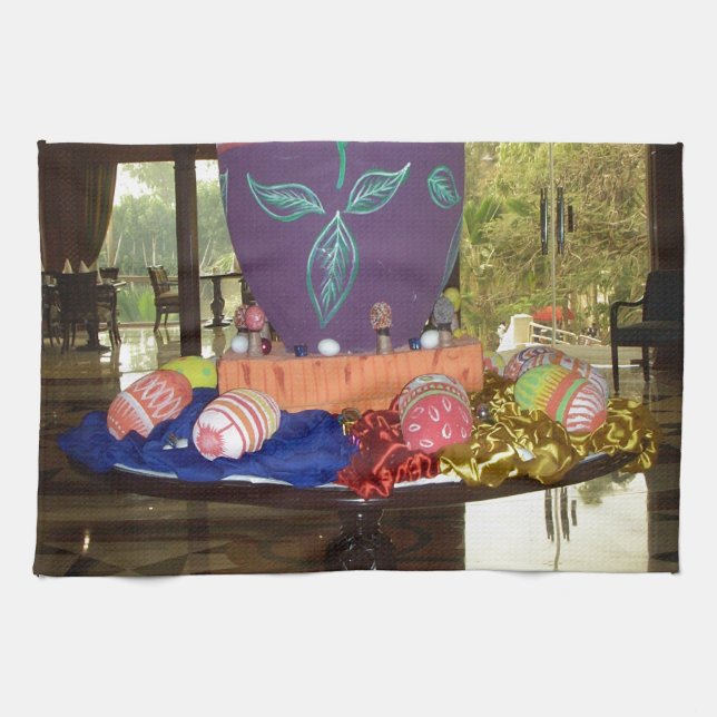 Decorated Easter Egg Art Print Tea Towel (Horizontal)