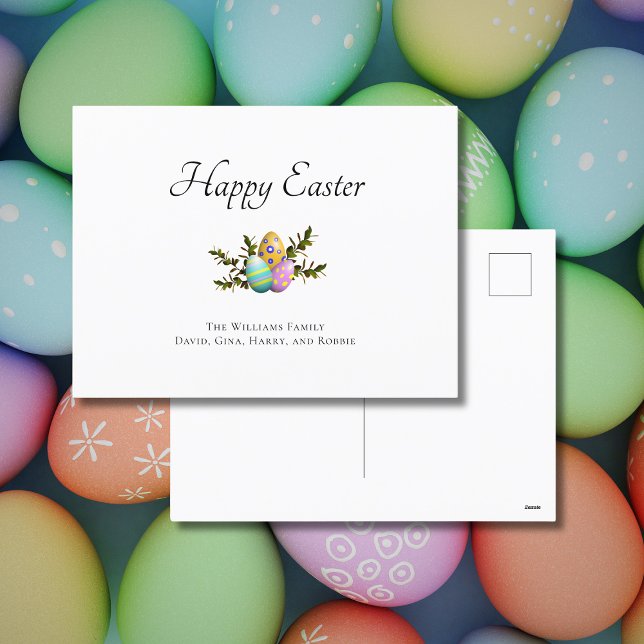 Decorated Easter Eggs Colourful Botanical  Holiday Postcard (Creator Uploaded)