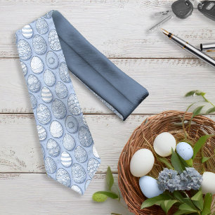 Decorated Easter Eggs Pattern Blue ID1096 Tie