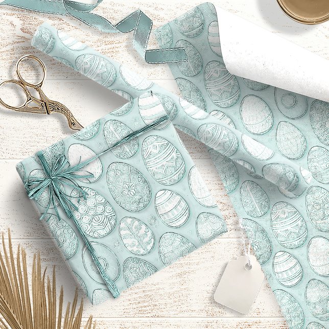 Decorated Easter Eggs Pattern Mint ID1096 Wrapping Paper (Creator Uploaded)