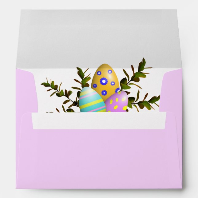 Decorated Easter Eggs Pink Pastel   Envelope (Back (Bottom))