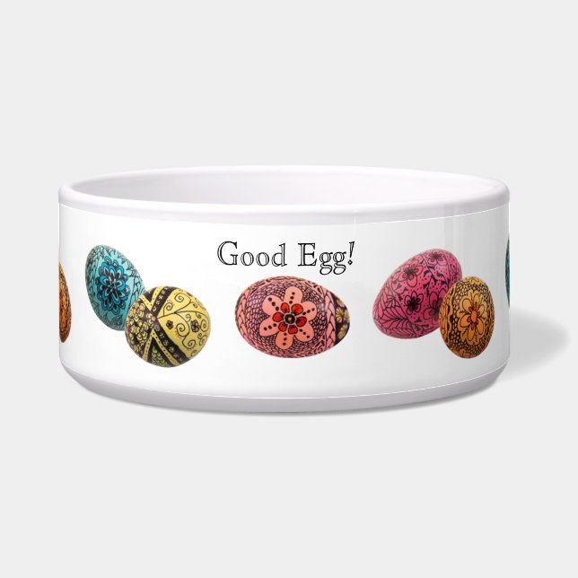 Decorated Egg Dog Bowl (Front)