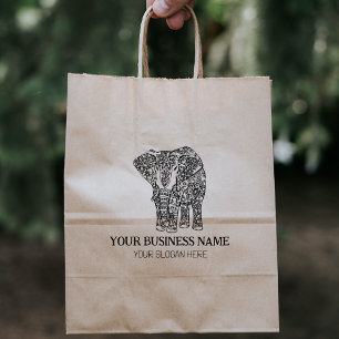 Decorated Elephant, Custom Business, Large Rubber Stamp