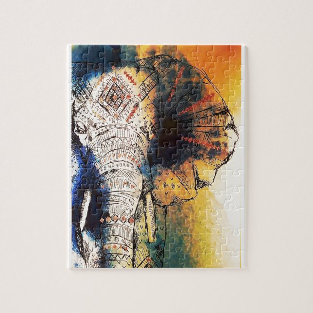 Decorated Elephant Painting Jigsaw Puzzle (Vertical)