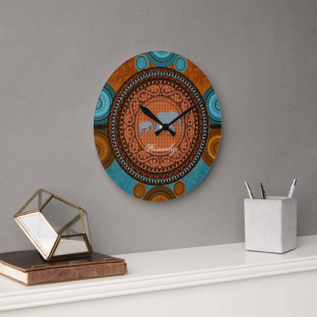 Decorated Elephants Wall Clock (Office)