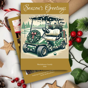 Decorated Golf Cart • Gold Photo Holiday Card