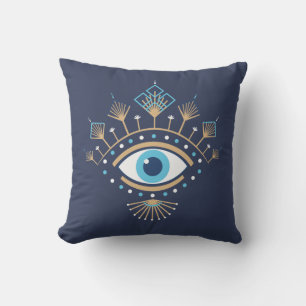 Decorated Greek Evil Eye Turkish Protection Symbol Cushion
