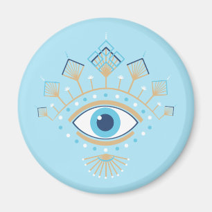 Decorated Greek Evil Eye Turkish Protection Symbol Magnet