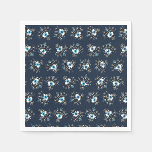Decorated Greek Evil Eye Turkish Protection Symbol Napkin (Front)