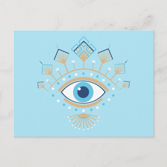 Decorated Greek Evil Eye Turkish Protection Symbol Postcard (Front)