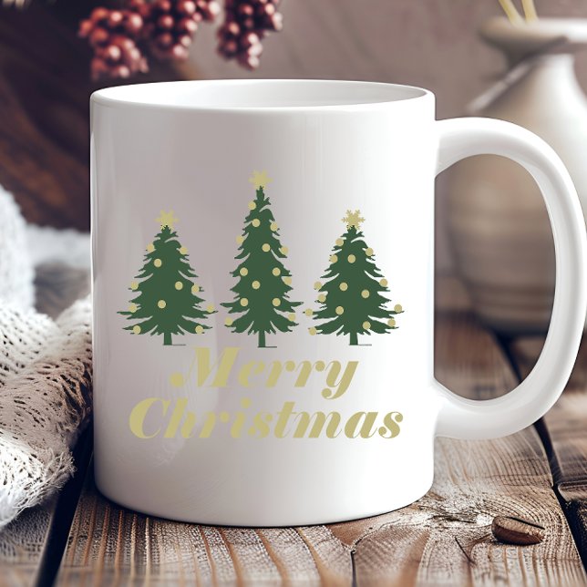 Decorated holiday Merry Christmas pine trees Coffee Mug (Creator Uploaded)