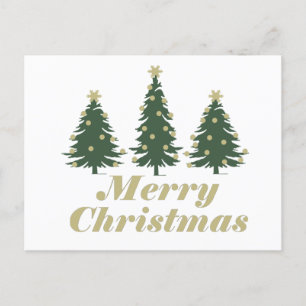 Decorated holiday Merry Christmas pine trees Postcard