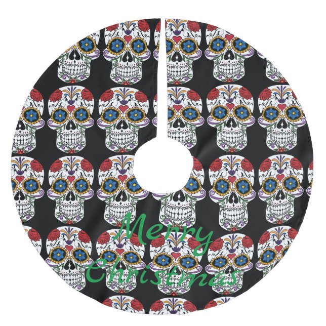 Decorated Human Skulls Art Thunder_Cove Brushed Polyester Tree Skirt (Front)