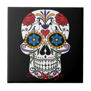 Decorated Human Skulls Art Thunder_Cove Ceramic Tile