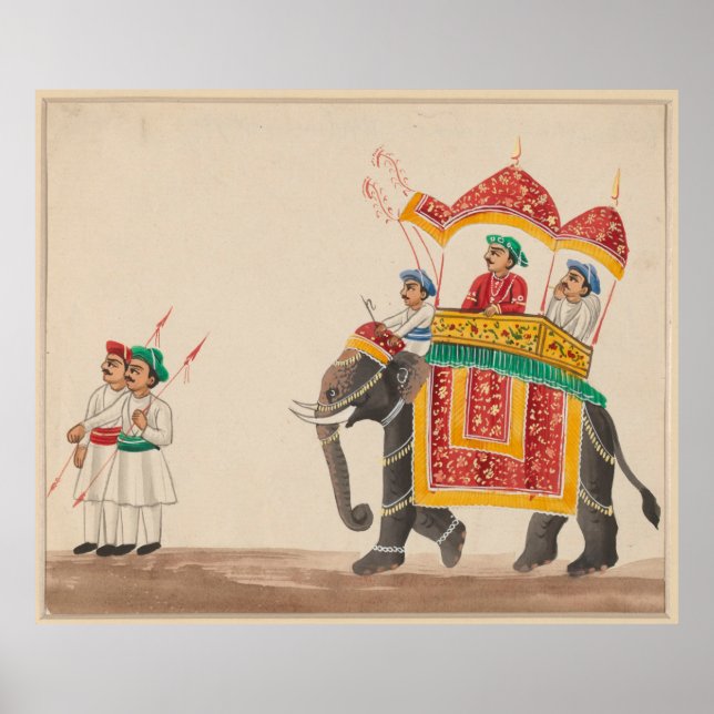 Decorated Indian Elephant with a Canopied Howdah Poster (Front)
