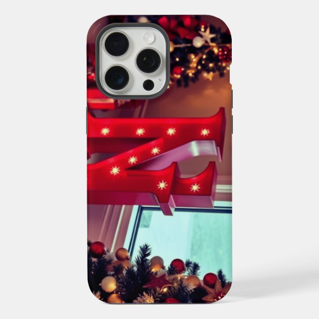 Decorated initial with Christmas trees iPhone Case (Back)